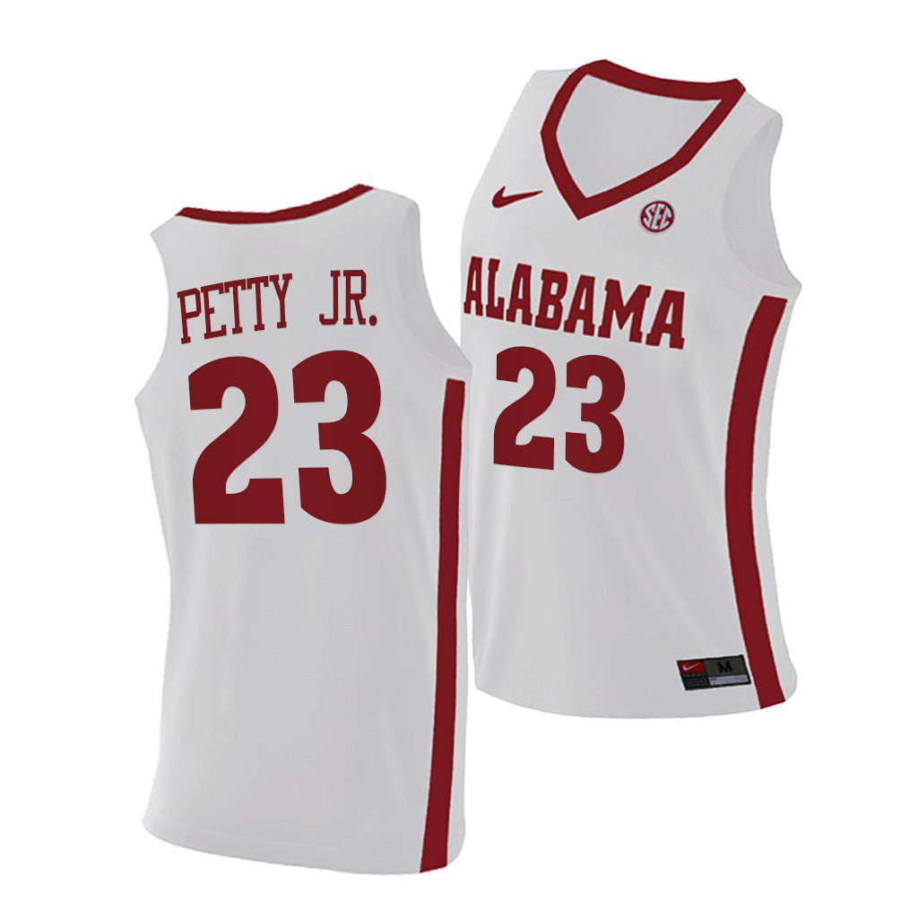 Men's Alabama Crimson Tide John Petty Jr. #23 2021 White Replica NCAA College Basketball Jersey